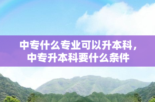 中专什么专业可以升本科，中专升本科要什么条件