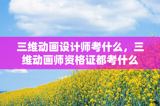 三维动画设计师考什么，三维动画师资格证都考什么