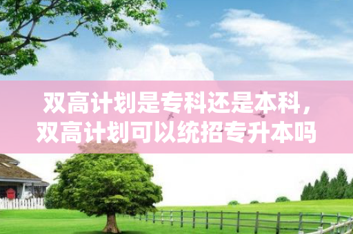 双高计划是专科还是本科，双高计划可以统招专升本吗江苏
