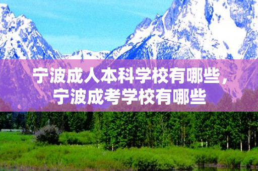 宁波成人本科学校有哪些，宁波成考学校有哪些