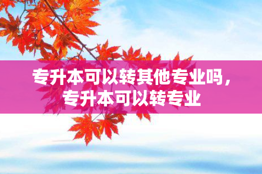 专升本可以转其他专业吗，专升本可以转专业