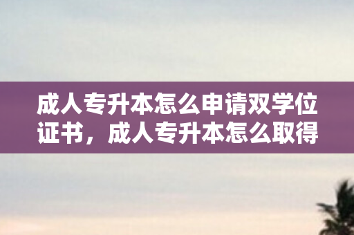 成人专升本怎么申请双学位证书，成人专升本怎么取得学士学位