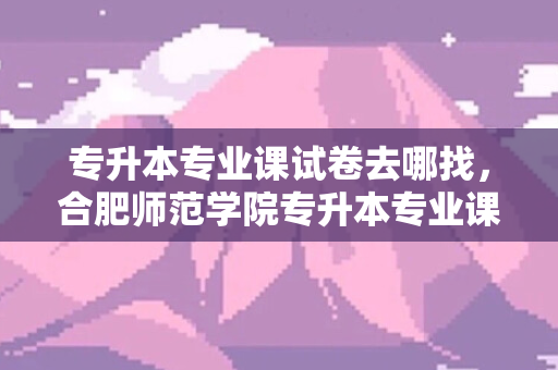 专升本专业课试卷去哪找，合肥师范学院专升本专业课试卷