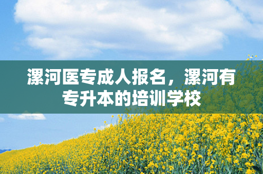 漯河医专成人报名，漯河有专升本的培训学校