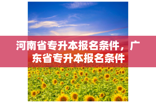 河南省专升本报名条件，广东省专升本报名条件