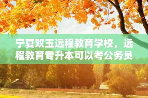 宁夏双玉远程教育学校，远程教育专升本可以考公务员吗