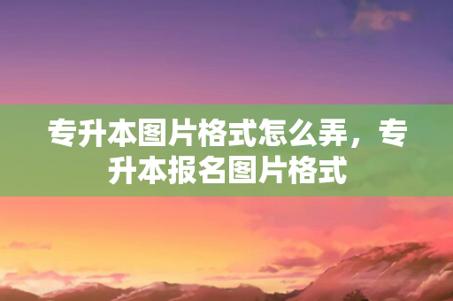 专升本图片格式怎么弄，专升本报名图片格式