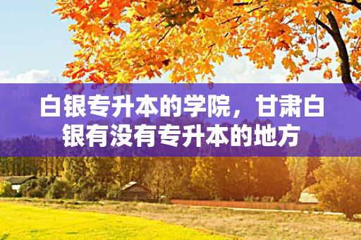 白银专升本的学院，甘肃白银有没有专升本的地方