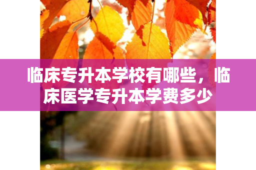 临床专升本学校有哪些，临床医学专升本学费多少