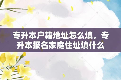 专升本户籍地址怎么填，专升本报名家庭住址填什么