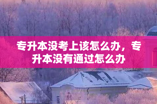 专升本没考上该怎么办，专升本没有通过怎么办