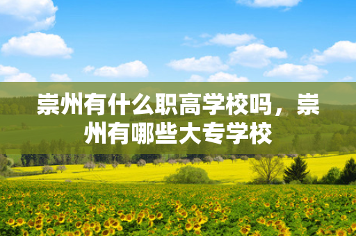 崇州有什么职高学校吗，崇州有哪些大专学校