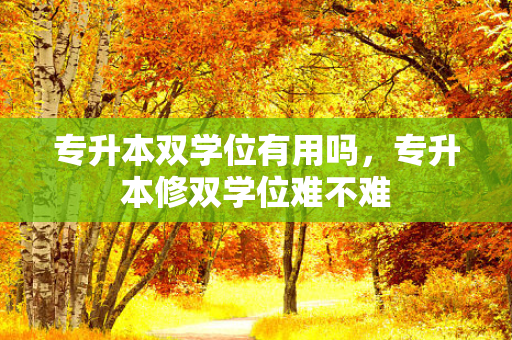 专升本双学位有用吗，专升本修双学位难不难