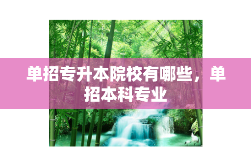 单招专升本院校有哪些，单招本科专业