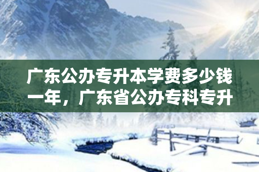 广东公办专升本学费多少钱一年，广东省公办专科专升本