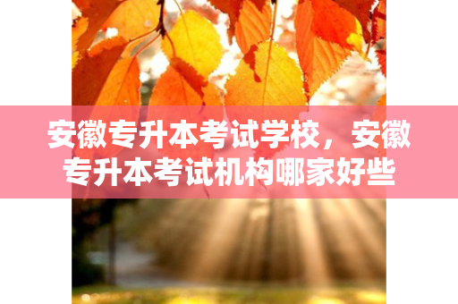 安徽专升本考试学校，安徽专升本考试机构哪家好些