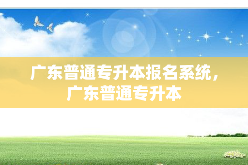 广东普通专升本报名系统，广东普通专升本